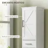 Armario Alto de Baño Estrecho con 2 Puertas 1 Cajón y 2 Estantes Ajustables Estilo Rústico 40x30x170 cm Blanco - Ogal.Es