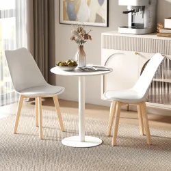 Mesa de Comedor Redonda para 2 Personas Mesa de Cocina de Acero para Interior y Exterior Ø60x72 cm Blanco - Ogal.Es