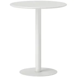 Mesa de Comedor Redonda para 2 Personas Mesa de Cocina de Acero para Interior y Exterior Ø60x72 cm Blanco - Ogal.Es