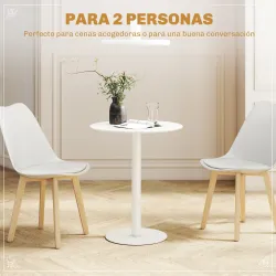 Mesa de Comedor Redonda para 2 Personas Mesa de Cocina de Acero para Interior y Exterior Ø60x72 cm Blanco - Ogal.Es