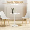 Mesa de Comedor Redonda para 2 Personas Mesa de Cocina de Acero para Interior y Exterior Ø60x72 cm Blanco - Ogal.Es