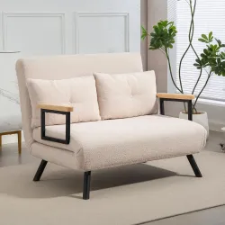 Sofá Cama Convertible 3 en 1 Sillón Cama 2 Plazas Plegable Respaldo Ajustable de 5 Niveles Almohadas 102x73x81cm... - Ogal.Es