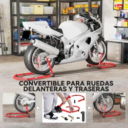 Soporte de Rueda Delantera y Trasera Motocicleta Convertible Carga 390 kg con Adaptadores de Horquillas en U y L... - Ogal.Es