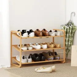 Estantería para Zapatos de Bambú para 12 Pares de Zapatos Estantería para Entrada Dormitorio 76x33x50,8 cm Natural - Ogal.Es