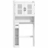 Estantería sobre Inodoro con Estante Ajustable 2 Puertas Soporte para Papel Higiénico y Estantes Abiertos para B... - Ogal.Es