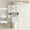 Estantería sobre Inodoro con Estante Ajustable 2 Puertas Soporte para Papel Higiénico y Estantes Abiertos para B... - Ogal.Es
