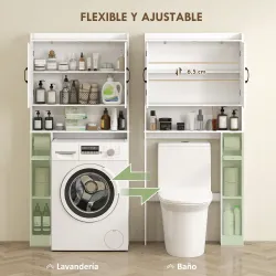 Estantería sobre Inodoro con Estante Ajustable 2 Puertas Soporte para Papel Higiénico y Estantes Abiertos para B... - Ogal.Es