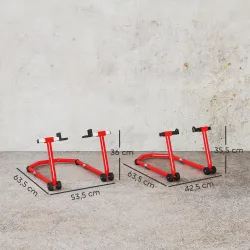 Combo de Soporte de Rueda Delantera y Trasera Motocicleta Carga 390 kg con Adaptadores de Horquillas en U y L Ru... - Ogal.Es