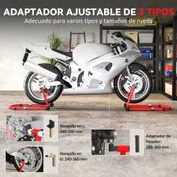 Combo de Soporte de Rueda Delantera y Trasera Motocicleta Carga 390 kg con Adaptadores de Horquillas en U y L Ru... - Ogal.Es