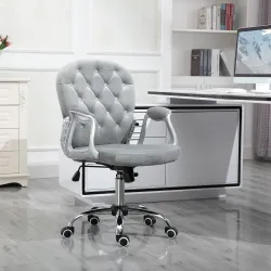 Silla de Escritorio de Terciopelo con Altura Ajustable Reposabrazos y Decoraciones de Diamantes 59,5x60,5x93-103... - Ogal.Es