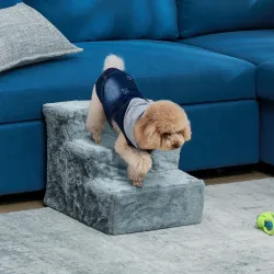 Escalera para Perros de 3 Peldaños con Funda Extraíble y Lavable para Mascotas Mayores para Cama Sofá 46x35x35 c... - Ogal.Es