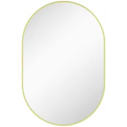 Espejo de Baño Ovalado 60x90 cm Espejo Decorativo de Pared con Marco de Aluminio para Salón Horizontal o Vertica... - Ogal.Es