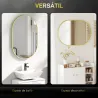 Espejo de Baño Ovalado 60x90 cm Espejo Decorativo de Pared con Marco de Aluminio para Salón Horizontal o Vertica... - Ogal.Es