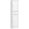 Armario Alto de Baño Estrecho con 2 Puertas Arqueadas Cajón y Estantes Ajustables Moderno 40x29,5x170 cm Blanco ... - Ogal.Es