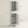 Armario Alto de Baño Estrecho con 2 Puertas Arqueadas Cajón y Estantes Ajustables Moderno 40x29,5x170 cm Blanco ... - Ogal.Es