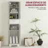 Armario Alto de Baño Estrecho con 2 Puertas Arqueadas Cajón y Estantes Ajustables Moderno 40x29,5x170 cm Blanco ... - Ogal.Es