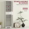 Armario Alto de Baño Estrecho con 2 Puertas Arqueadas Cajón y Estantes Ajustables Moderno 40x29,5x170 cm Blanco ... - Ogal.Es