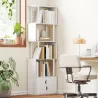 Librería de 5 Niveles en Forma de S con 5 Estantes y 2 Puertas para Sala de Estar Oficina 60x23,8x179,2 cm Blanco - Ogal.Es