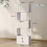 Librería de 5 Niveles en Forma de S con 5 Estantes y 2 Puertas para Sala de Estar Oficina 60x23,8x179,2 cm Blanco - Ogal.Es
