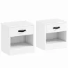 Pack de 2 Mesitas de Noche con Cajón y Compartimento Abierto para Salón 39x28x41 cm Blanco - Ogal.Es