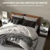 Pack de 2 Mesitas de Noche con Cajón y Compartimento Abierto para Salón 39x28x41 cm Blanco - Ogal.Es