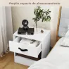 Pack de 2 Mesitas de Noche con Cajón y Compartimento Abierto para Salón 39x28x41 cm Blanco - Ogal.Es