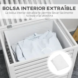 Cesta para la Colada de Bambú Capacidad de 55L Cesto para Ropa Sucia con 2 Asas y Bolsa Extraíble 50x36x60 cm Bl... - Ogal.Es