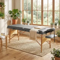 Camilla Masaje Plegable de Madera de 3 Zonas con Altura Respaldo Reposacabezas Ajustables Brazos 215x60x62-89 cm... - Ogal.Es