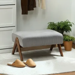 Reposapiés de Salón Taburete Bajo con Asiento Acolchado Patas de Madera para Sala de Estar Dormitorio 69x47x36 c... - Ogal.Es