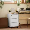 Cajonera de Escritorio con 3 Cajones Ruedas Cerradura y 2 Llaves para Estudio Salón 40x40x63,5 cm Blanco - Ogal.Es