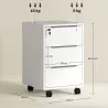 Cajonera de Escritorio con 3 Cajones Ruedas Cerradura y 2 Llaves para Estudio Salón 40x40x63,5 cm Blanco - Ogal.Es