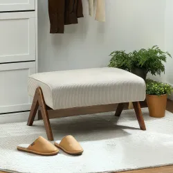 Reposapiés de Salón Taburete Bajo con Asiento Acolchado Patas de Madera para Sala de Estar Dormitorio 69x47x36 c... - Ogal.Es