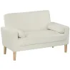 Sofá de 2 Plazas Tapizado en Terciopelo 130 cm con Asiento Capitoné y Patas de Madera para Espacios Pequeños Crema - Ogal.Es