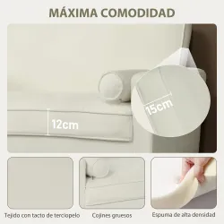 Sofá de 2 Plazas Tapizado en Terciopelo 130 cm con Asiento Capitoné y Patas de Madera para Espacios Pequeños Crema - Ogal.Es