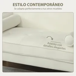 Sofá de 2 Plazas Tapizado en Terciopelo 130 cm con Asiento Capitoné y Patas de Madera para Espacios Pequeños Crema - Ogal.Es