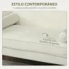 Sofá de 2 Plazas Tapizado en Terciopelo 130 cm con Asiento Capitoné y Patas de Madera para Espacios Pequeños Crema - Ogal.Es