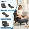 Sofá Cama Individual Plegable Silla Cama Convertible 4 en 1 Respaldo Ajustable de 5 Niveles y Almohada 63x73x81 ... - Ogal.Es