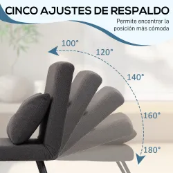 Sofá Cama Individual Plegable Silla Cama Convertible 4 en 1 Respaldo Ajustable de 5 Niveles y Almohada 63x73x81 ... - Ogal.Es