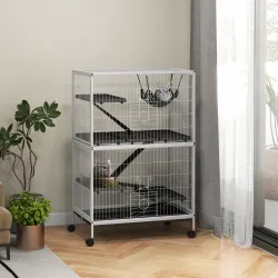 Jaula para Animales Pequeños con Ruedas Rampas Hamaca y Bandeja Extraíble para Chinchillas Hurones 80x52x128 cm ... - Ogal.Es