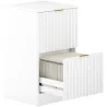 Cajonera de Escritorio con 2 Cajones Frentes Acanalados Mueble Archivador para Tamaño A4 o Carta 40x40x71 cm Blanco - Ogal.Es