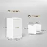 Cajonera de Escritorio con 2 Cajones Frentes Acanalados Mueble Archivador para Tamaño A4 o Carta 40x40x71 cm Blanco - Ogal.Es