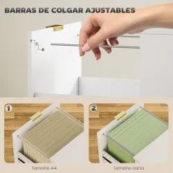 Cajonera de Escritorio con 2 Cajones Frentes Acanalados Mueble Archivador para Tamaño A4 o Carta 40x40x71 cm Blanco - Ogal.Es