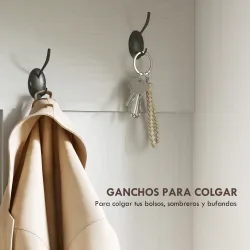 Perchero Zapatero con Banco Zapatero Ganchos Estantes y Compartimentos para Entrada Pasillo Salón 105x40x180 cm ... - Ogal.Es