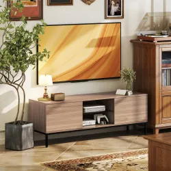 Mueble de TV con Compartimento Orificio de Cables y Estante Ajustable para Televisión de 60 Pulgadas 140x40x49,5... - Ogal.Es