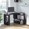 Escritorio en L con Estantería Mesa de Escritorio con Estantes para Oficina Estudio 120x110x74,5 cm Negro - Ogal.Es