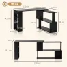 Escritorio en L con Estantería Mesa de Escritorio con Estantes para Oficina Estudio 120x110x74,5 cm Negro - Ogal.Es