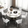 Juego de 6 Sillas de Comedor Tapizada en PU con Respaldo Alto con Botones y Patas de Acero Diseño Moderno Blanco - Ogal.Es