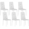 Juego de 6 Sillas de Comedor Tapizada en PU con Respaldo Alto con Botones y Patas de Acero Diseño Moderno Blanco - Ogal.Es