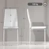 Juego de 6 Sillas de Comedor Tapizada en PU con Respaldo Alto con Botones y Patas de Acero Diseño Moderno Blanco - Ogal.Es