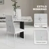 Juego de 6 Sillas de Comedor Tapizada en PU con Respaldo Alto con Botones y Patas de Acero Diseño Moderno Blanco - Ogal.Es